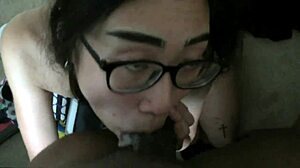 Eva Yi's sloppy early morning blowjob on big black cock