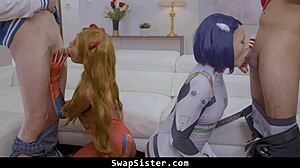 Naughty Cosplayers Swap Stepbrothers in Sexy Costumes, Riding Hard in Wild Doggy Orgy Action.
