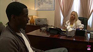 Long haired blonde rides big black cock discovers real sex.