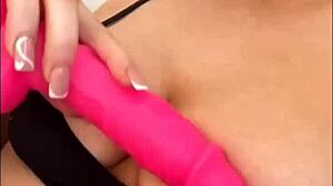 young british girlfriend using toys on webcam