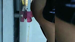 Fucking My Dildo Right Outside My Neighbor's House in Heels and Stockings. They Might See!