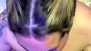 I watch beautiful blonde Deepvane suck black cock with handjob before deepthroat and facial