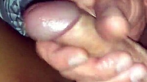 she licks balls and gets cum on her tits in a casual cumshot session.