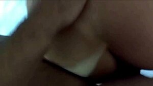 Long-haired tanned amateur with tan lines experiences orgasm from assfucking and creampie.