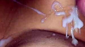 she licks balls and gets cum on her tits in a casual cumshot session.