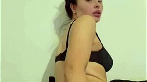 young british girlfriend using toys on webcam