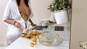 Insatiable Mary Frost Relishes Strap-On DP with Husband and Housemate GP3004