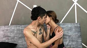 I love watching this skinny Latina suck cock in the bathroom