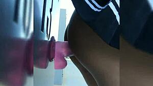 Fucking My Dildo Right Outside My Neighbor's House in Heels and Stockings. They Might See!