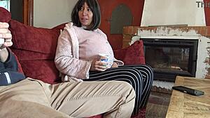 Pregnant stepmother, wanna touch your virgin stepson's cock?