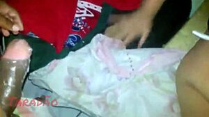 Old cuckold watches submissive prostitute lick ass before cumshot on face