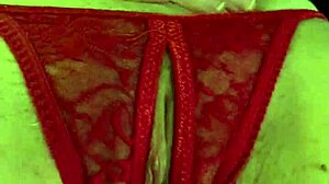 Shaved Pussy In Red Thongs All Wet!