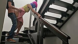 Steamy Mexican Latina Outdoor Quickie On Stairs With Neighbor, Almost Discovered