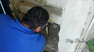 Latina amateur pays water meter guy with big ass fetish