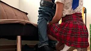 nympho escapes class to fuck teacher under skirt