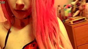 hot goth girl strips down in halloween outfit