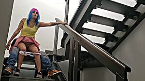 Steamy Mexican Latina Outdoor Quickie On Stairs With Neighbor, Almost Discovered