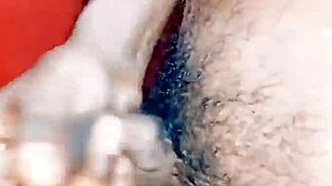 Small hairy cock gets some teasing play in the kitchen.