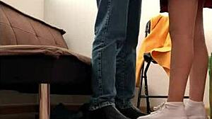 nympho escapes class to fuck teacher under skirt