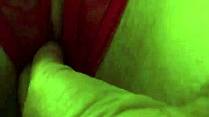 Shaved Pussy In Red Thongs All Wet!