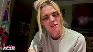 Petite Mature Blonde Teasingly Rubs Nipples and Fingers Deep