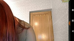 Redhead bigtits playing with dildo on webcam