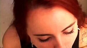 Is this redhead latina giving oral in the night club?