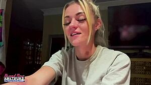 Petite Mature Blonde Teasingly Rubs Nipples and Fingers Deep