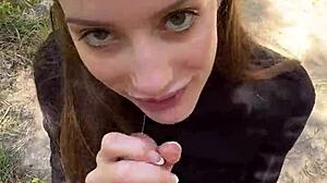 pov Wanderweg-Blowjob mit zierlicher 18+ rumänischer Süßen Nadia Noja.