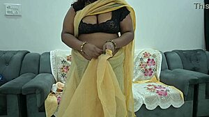 desi saree aunty teasing with her bare tits on display.