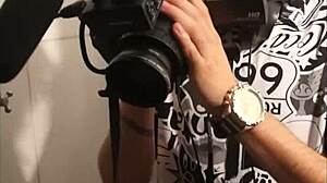 Is this redhead latina giving oral in the night club?