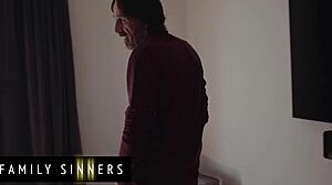 i'm this petite brunette getting my pussy pounded sideways by my step grandpa, moaning loud