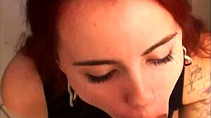 Is this redhead latina giving oral in the night club?