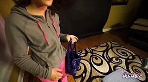 Skinny Coed Ryann Performs Footjob And Gets Pussy Fingered