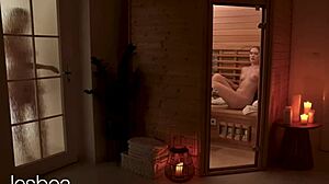 Hot Damn! Izzy Delphine in Sauna Scissoring Action!