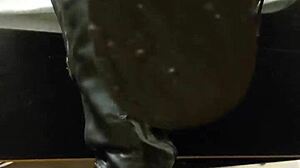 Yuki casually worships boots and feet