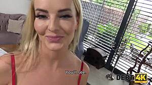 Hey, that blonde housewife rides dick to pay off debt