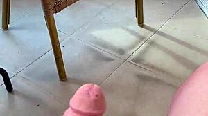 I's flashing my big tits for you all, monster cock in hand, homemade fun