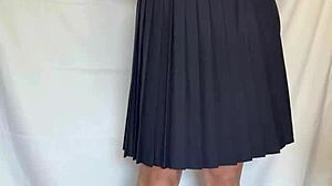 Japanese Sailor Uniform with Sexy Lingerie and Shiny Anal Plug