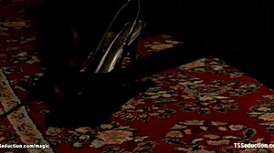 Shemale blackmails courier, then dominates with anal and blowjob