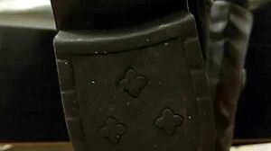 Yuki casually worships boots and feet