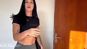 my tight girlfriend was heading to the gym without panties, but i filled her pussy with cum first