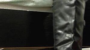 Yuki casually worships boots and feet