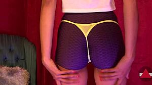 Filipina teases in thong as I rub my hard cock.