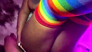 Ebony teen stepsister goes to bed without panties, showing her ass and pussy