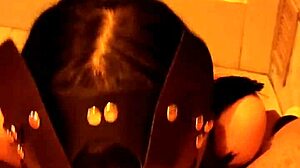 Girlfriend touching herself close up in costume