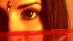 Exotic oriental woman performs belly dance