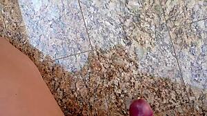 Brazilian guy jerking off in garage, giving huge cumshot for anyone wanting it