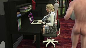 In Sims 4, Mortimer and Bella team up to fuck the cute teen