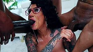 Surrounded by huge cocks